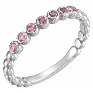 Natural Aquamarine Stackable Ring with Multi-Stone Options Crafted in 14K Gold, Silver & Platinum