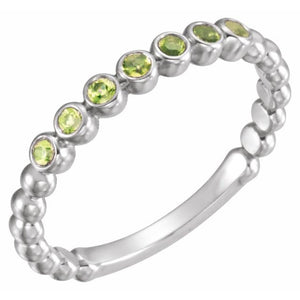 14K Gold Natural Aquamarine Stackable Ring