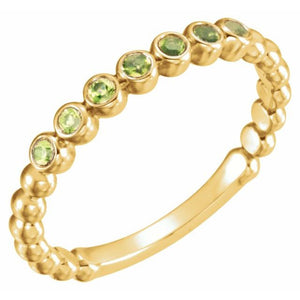 14K Gold Natural Aquamarine Stackable Ring