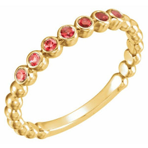 14K Gold Natural Aquamarine Stackable Ring