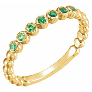 14K Gold Natural Aquamarine Stackable Ring