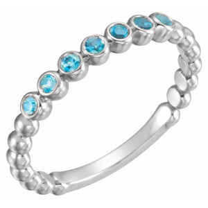 14K Gold Natural Aquamarine Stackable Ring