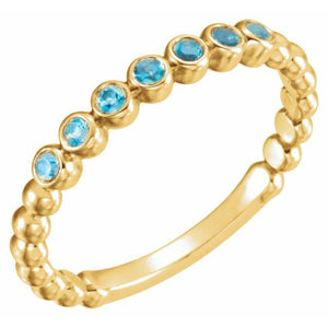 14K Gold Natural Aquamarine Stackable Ring