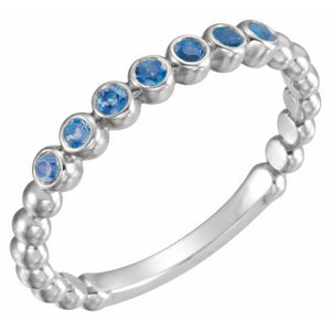 14K Gold Natural Aquamarine Stackable Ring