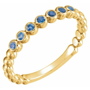 14K Gold Natural Aquamarine Stackable Ring