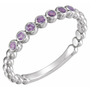 14K Gold Natural Aquamarine Stackable Ring