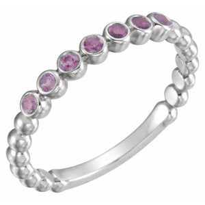 14K Gold Natural Aquamarine Stackable Ring