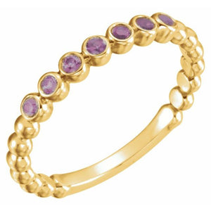 14K Gold Natural Aquamarine Stackable Ring