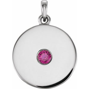 14K Gold Natural Ruby Disc Pendant