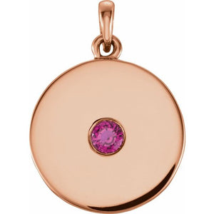 Natural Ruby Disc Pendant in 14K Gold, Silver & Platinum