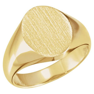 Signet Ring | 14K Gold, 18K Gold, Silver & Platinum | 10 X 12 Mm | Oval | Polished