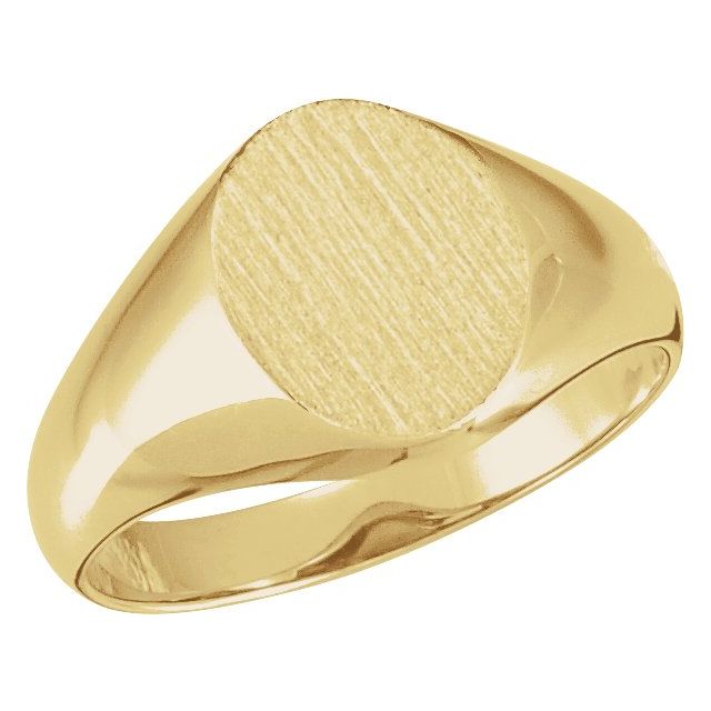 Signet Ring | 14K Gold, 18K Gold, Silver & Platinum | 10 X 12 Mm | Oval | Polished