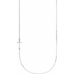 14K Gold Off-Center Sideways Cross Necklace