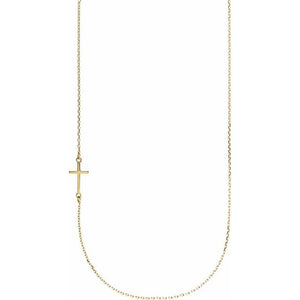 14K Gold Off-Center Sideways Cross Necklace