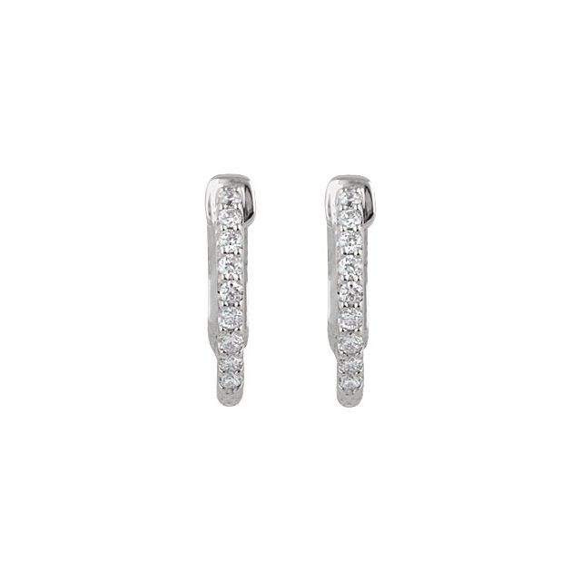 14K White Gold 6 1/4 CTW Diamond Inside-Outside Hinged Hoop Earrings