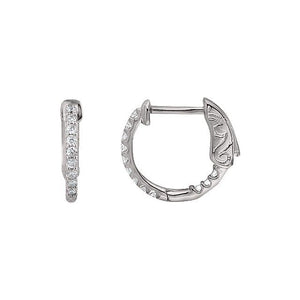 Imitation White Cubic Zirconia Inside-Outside Hinged Hoop Earrings in Sterling Silver