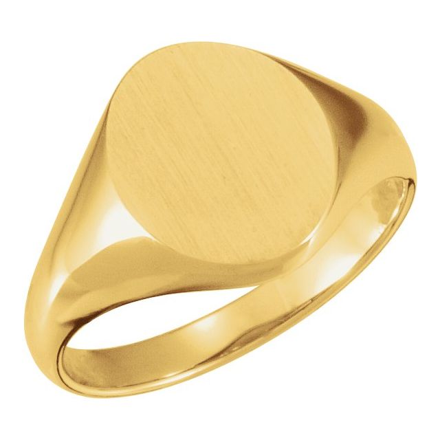 Signet Ring | 14K Gold, 18K Gold, Silver & Platinum | 10 X 12 Mm | Oval | Polished