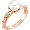 14K White Gold Cultured Pearl & Diamond Vintage Ring – Elegant Design