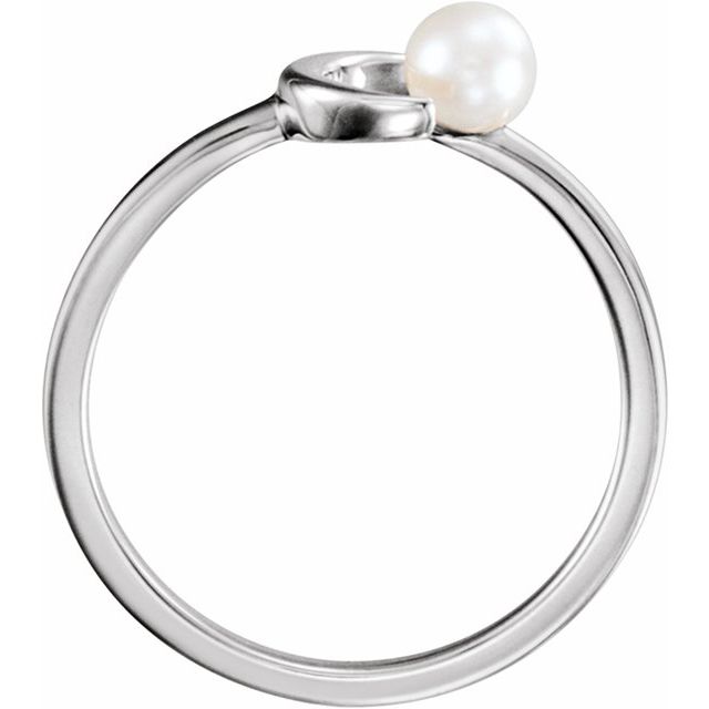 14K White Gold Freshwater Pearl Crescent Moon Ring – Celestial Elegance