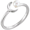 14K White Gold Freshwater Pearl Crescent Moon Ring – Celestial Elegance