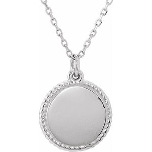 Engravable Round Rope Necklace in 14K Gold