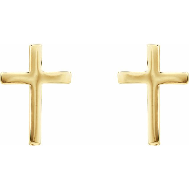 14K White Gold Cross Earring – 7.5 mm Polished Design