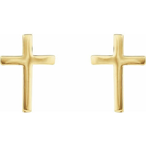 14K White Gold Cross Earring – 7.5 mm Polished Design