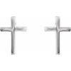 14K White Gold Cross Earring – 7.5 mm Polished Design