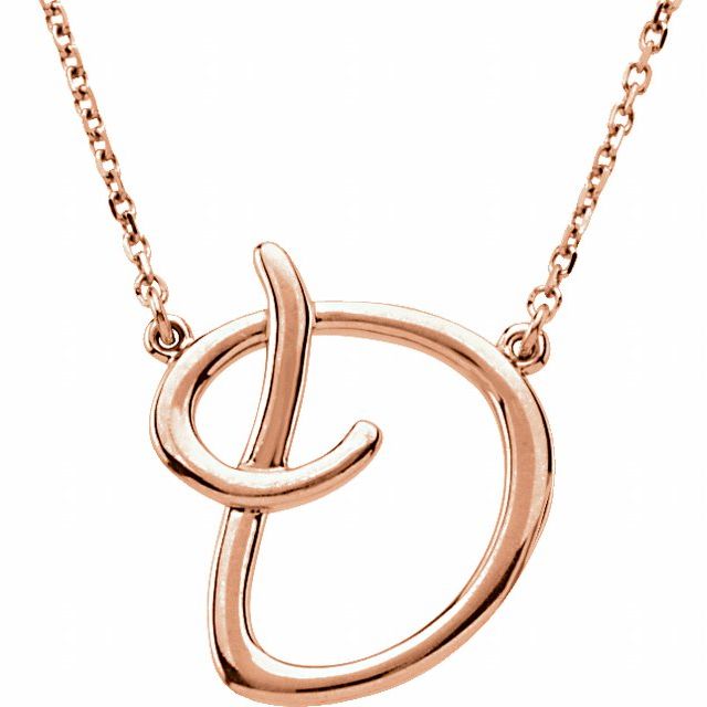 Script Initial Necklace in 14K Gold & Silver