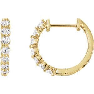 1 CTW Natural Diamond Hoop Earrings in 14K Gold