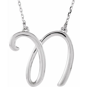 14K Gold Script Initial Necklace