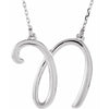 14K White Gold, 17.7x15.9 mm Initial D Script Necklace