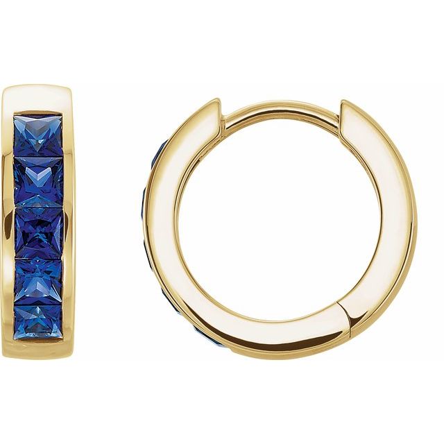Lab-Grown Blue Sapphire Hoop Earrings in 14K Gold, Platinum & Silver