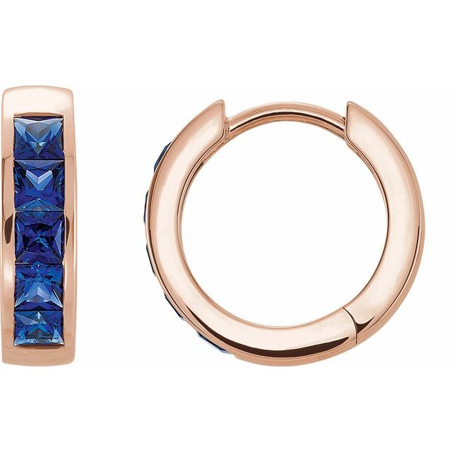 Lab-Grown Blue Sapphire Hoop Earrings in 14K Gold, Platinum & Silver