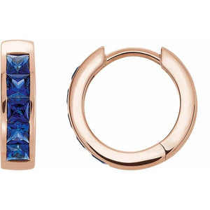 Lab-Grown Blue Sapphire Hoop Earrings in 14K Gold, Platinum & Silver