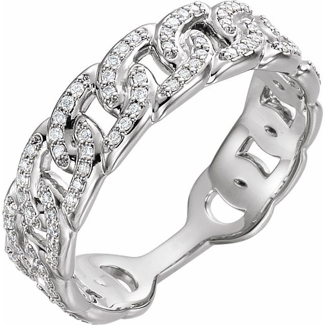 14K White Gold Diamond Stackable Link Band Ring with 1/4 CTW Natural Diamonds