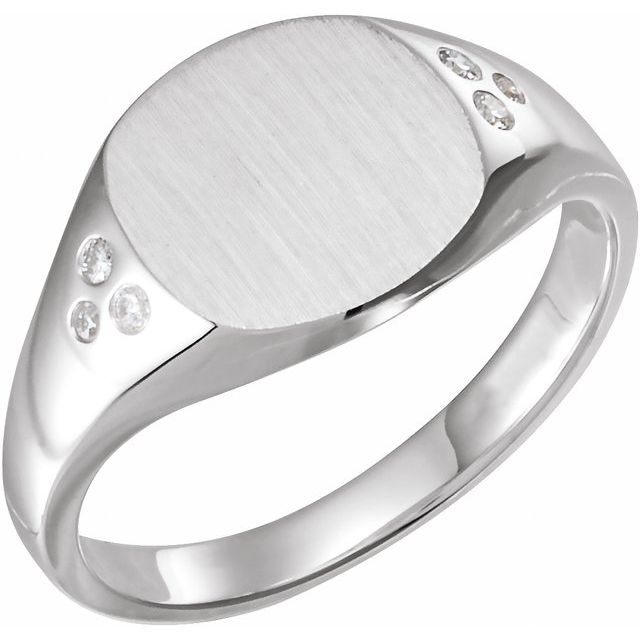 14K Gold Natural Diamond Signet Ring - Options Available