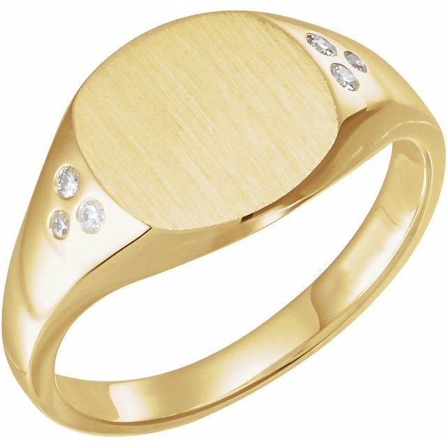 14K Gold Natural Diamond Signet Ring - Options Available