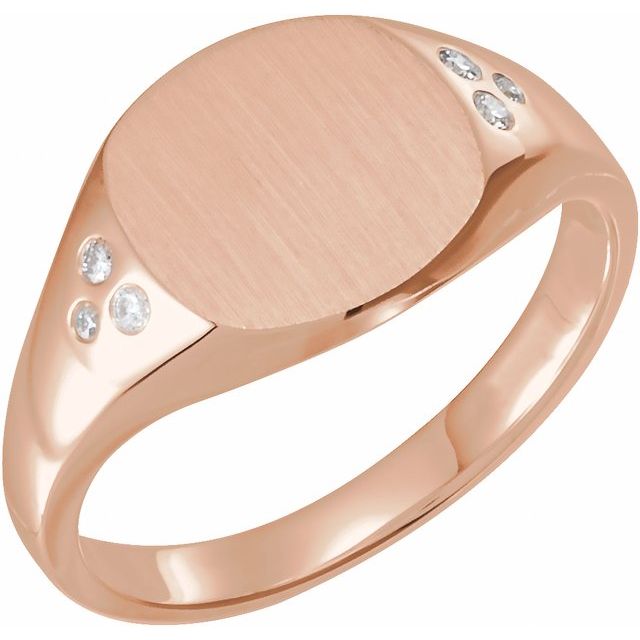 14K Gold Natural Diamond Signet Ring - Options Available
