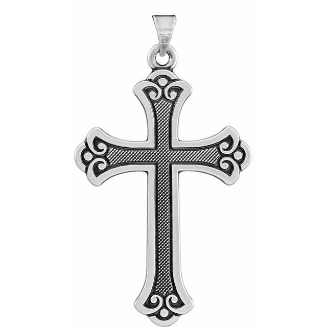 14K White Gold Elegant Cross Pendant Necklace – Faith-Inspired Design