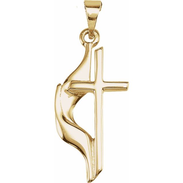 14K Yellow Methodist Cross Pendant