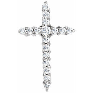 14K Gold Natural Diamond Cross Pendant