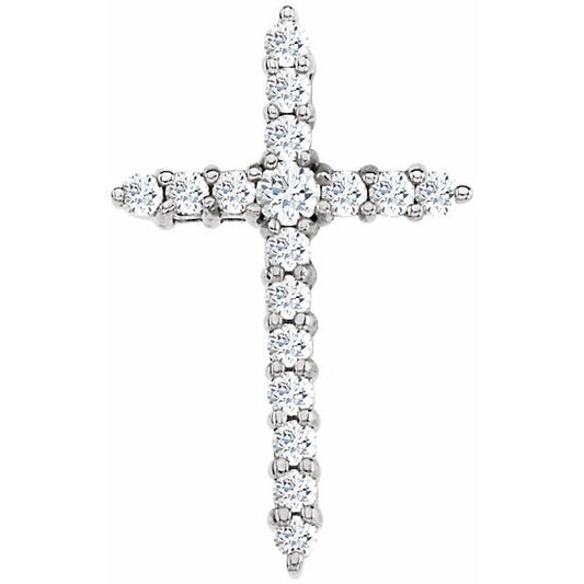 14K Gold Natural Diamond Cross Pendant