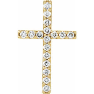 14K Gold Natural Diamond Petite Cross Pendant