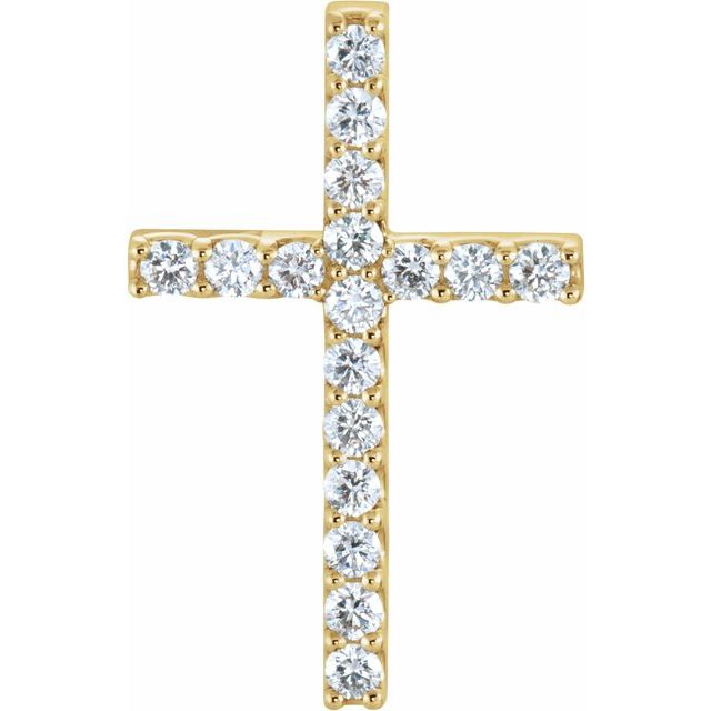 14K Yellow Gold Petite Cross Pendant with 1/2 CTW Natural Diamonds