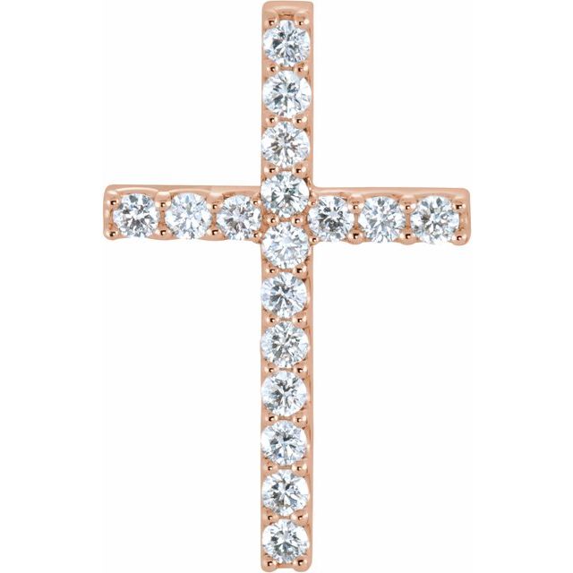 14K Yellow Gold Petite Cross Pendant with 1/2 CTW Natural Diamonds