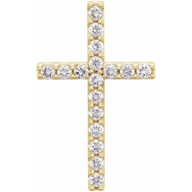 14K White Gold Petite Diamond Cross Pendant with 1/6 CTW Natural Stones