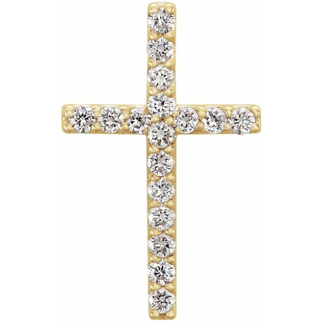 14K White Gold Petite Diamond Cross Pendant with 1/6 CTW Natural Stones