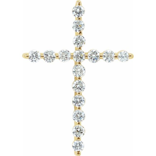 14K Gold Natural Diamond Cross Pendant