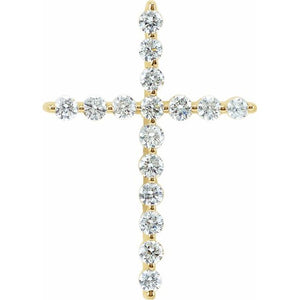 14K Gold Natural Diamond Cross Pendant